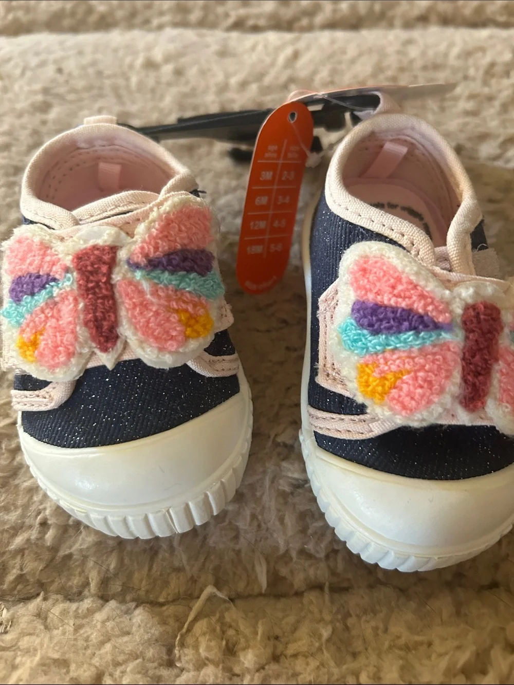 wonder nation Navy Canvas Sneakers with Pink & Multicolor Butterfly